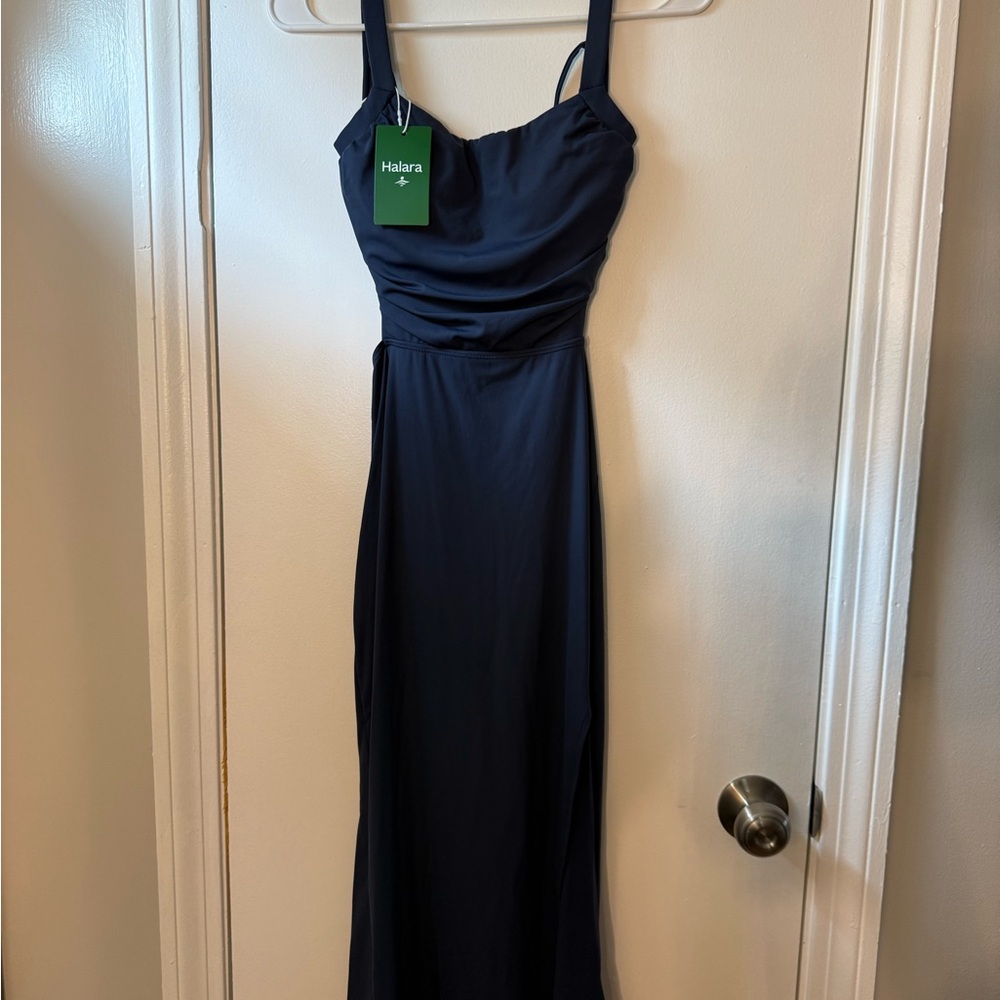 HALARA Blue Sheath Dress Sweetheart Neckline Backless